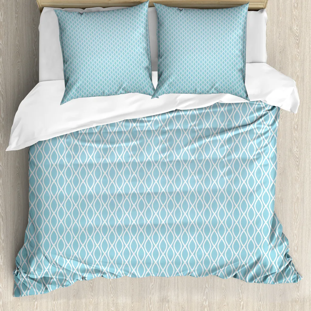 Abakuhaus Copripiumino Moderno Azzurro e Bianco 200x200 Antiacaro