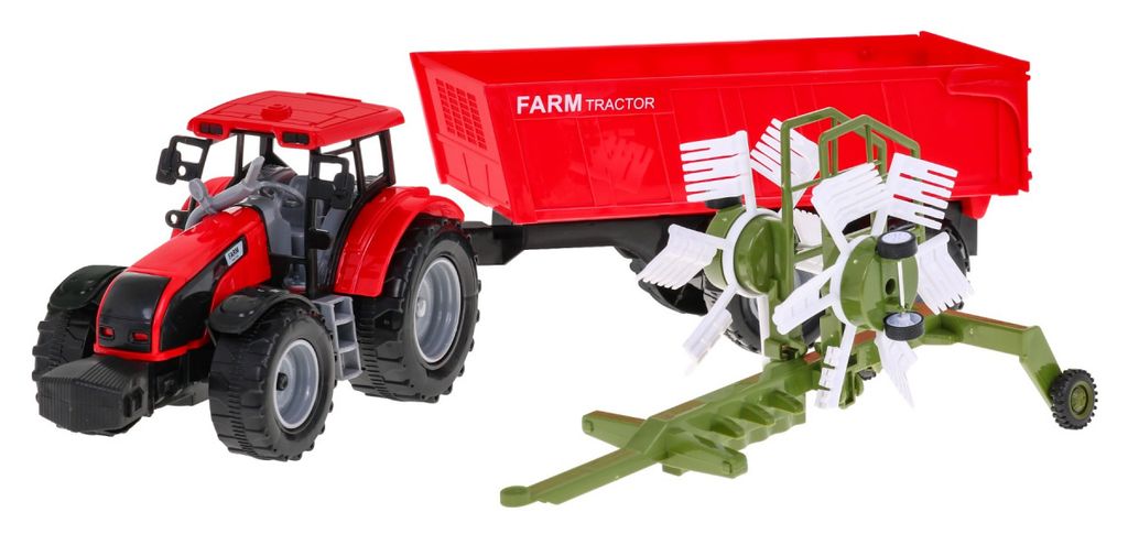 Traktor Zum Wenden Von Heu Mit Kipper Für Kinder 3+ Bewegliche Elemente + Friktionsantrieb