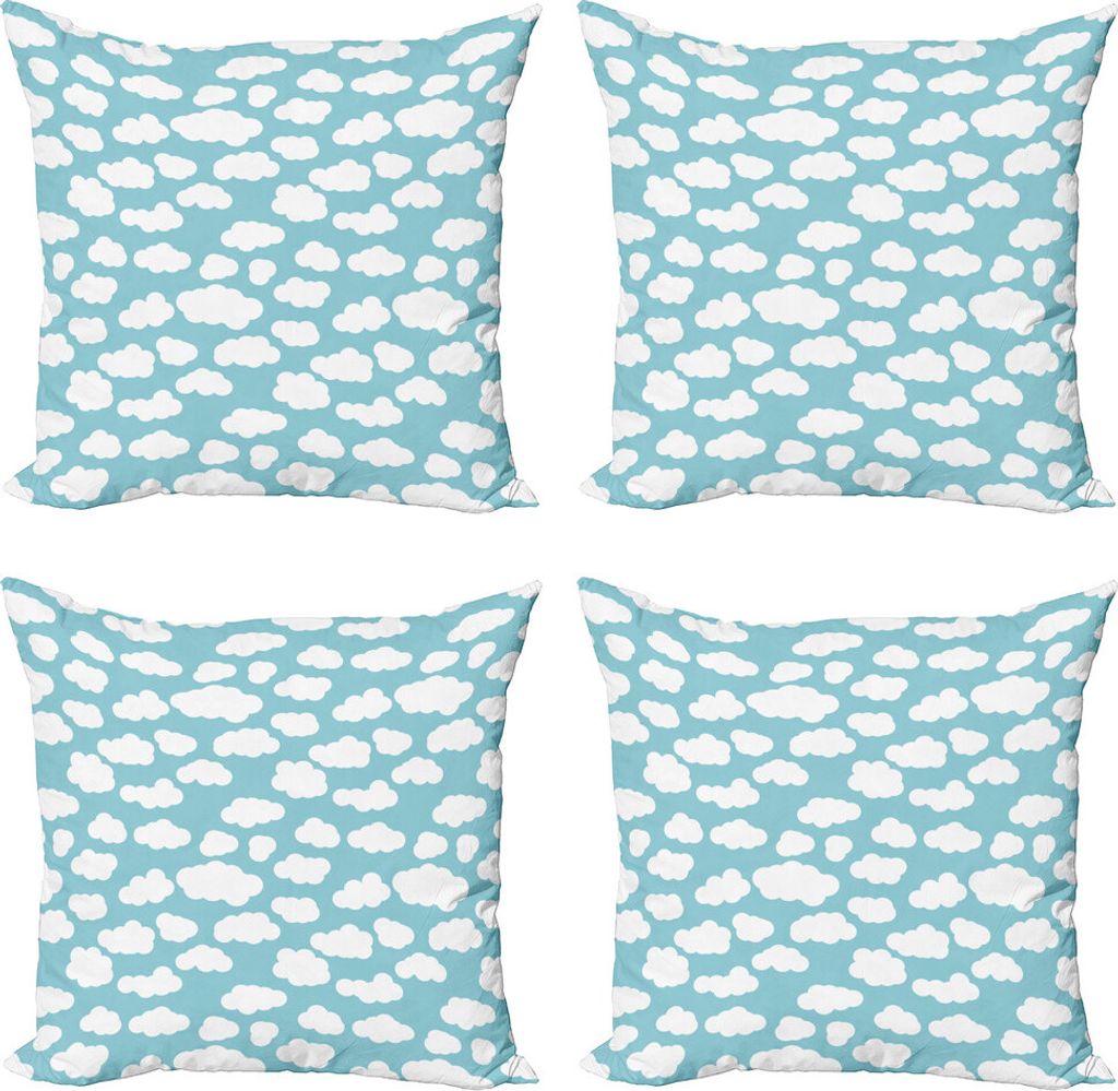 ABAKUHAUS Blauer Himmel Kissenbezug Set (4 Stück), Bicolored Wolken Grafik, Moderner Doppelseitiger Digitaldruck, 40 cm x 40 cm, Pale Türkis und ...