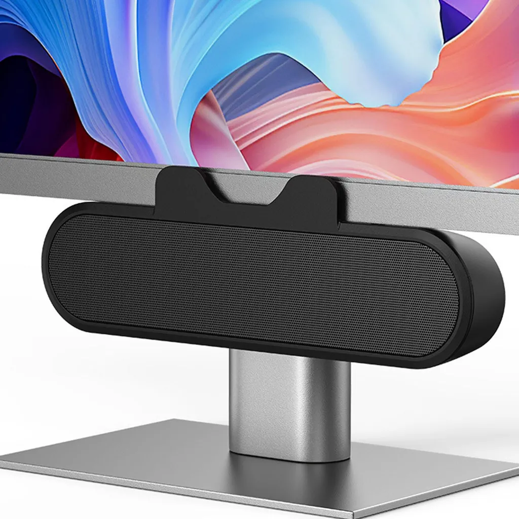 Haut-parleur PC USB filaire noir stéréo HD à fixer sur écran - Modèle X1 - 5