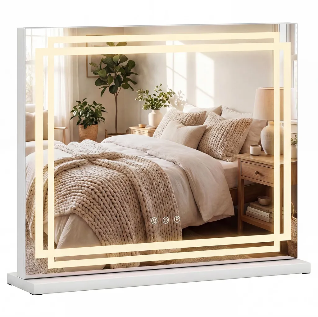COSTWAY Specchio da Tavolo Hollywood: Luce LED Estetica per Camera