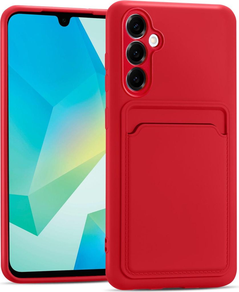 Handyhülle für Samsung Galaxy A16 5G Hülle Silikon Schutzhülle mit Kartenfach Slim Wallet Case, Rot