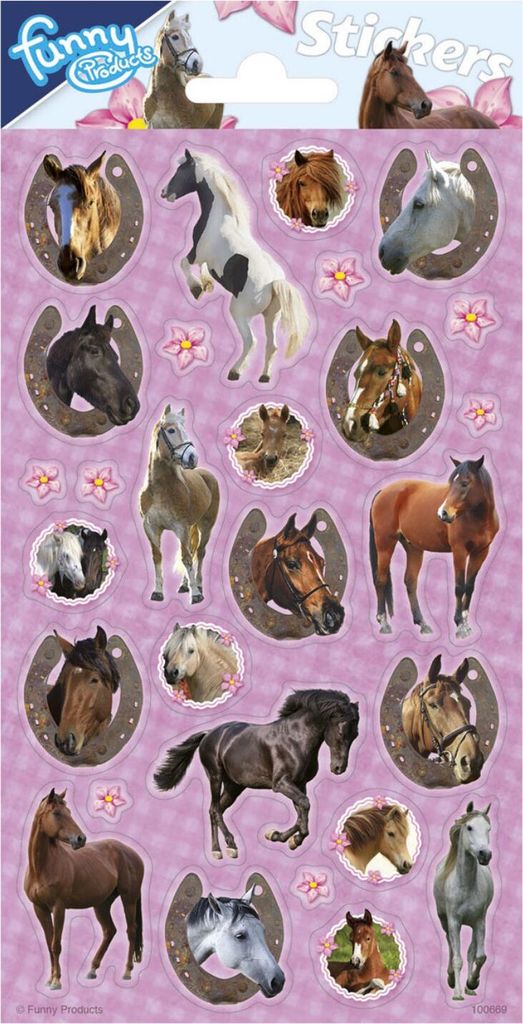 1 Bogen Pferde Papier Sticker Rosa