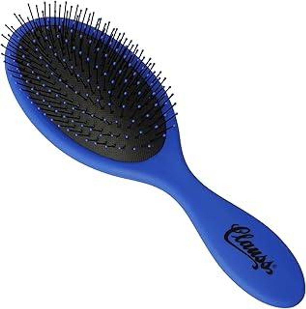 Clauss Wash & Brush Haarbürste für lange Haare, Paddle Brush mit Luftkissen und flexiblen Nylon-Borsten, matt, blau/schwarz, 70 g