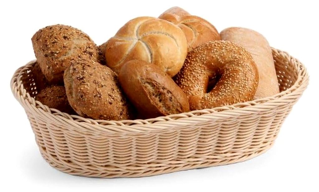 Ovaler Brotkorb mit Edelstahlrahmen, 380x270x(H)90mm, Polypropylen