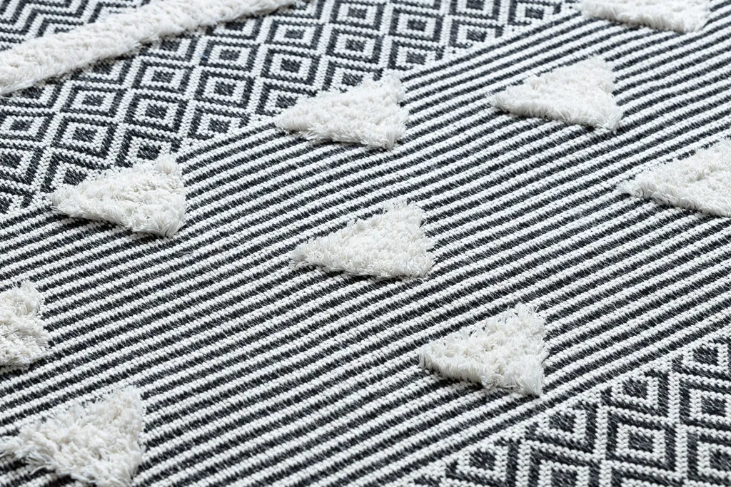Tapis Éco Sisal à Double Niveau Molletonné Design Géométrique Gris