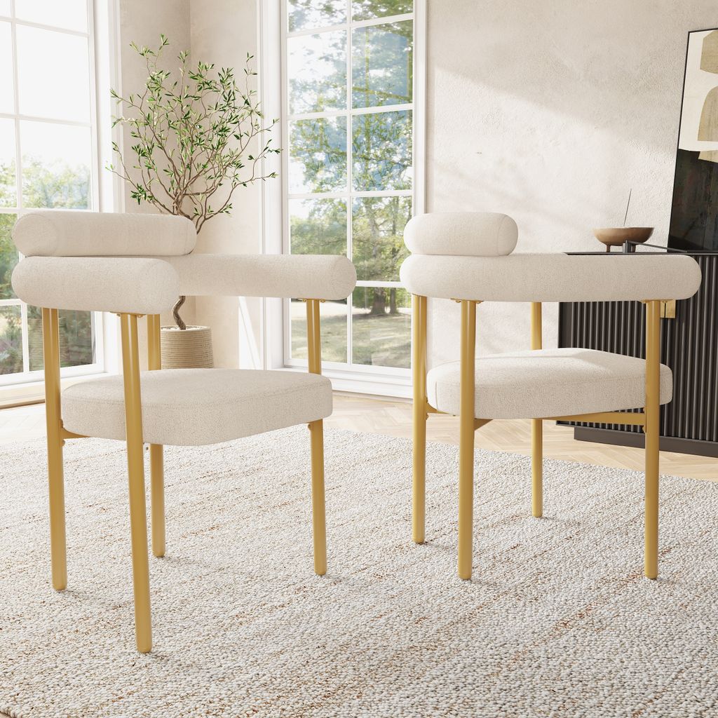 MODFU Relaxsessel, Esszimmerstuhl,Loungesessel,Sessel, 2er set,mit Goldfarbene Stuhlbeine ,geeignet für Esszimmer, Wohnzimmer und Arbeitszimmer,Be...