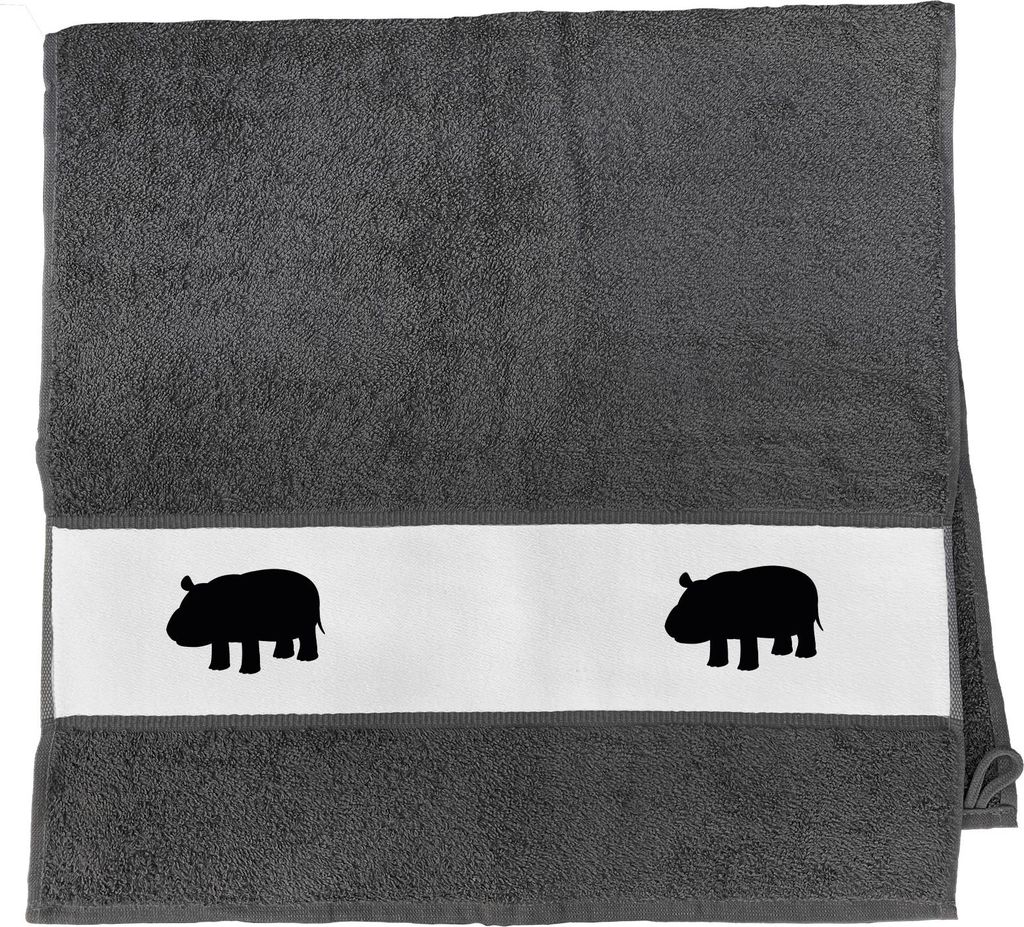 Huuraa Handtuch Nilpferd Silhouette 50x100cm Graphite Baumwolle Handtuch Geschenkidee