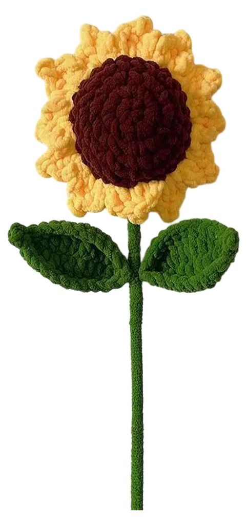 Großer gehäkelter Blumenstrauß, handgefertigt aus Rosen und Sonnenblumen, künstliche Strickblume, ideales Geschenk zum Geburtstag oder Jahresta...