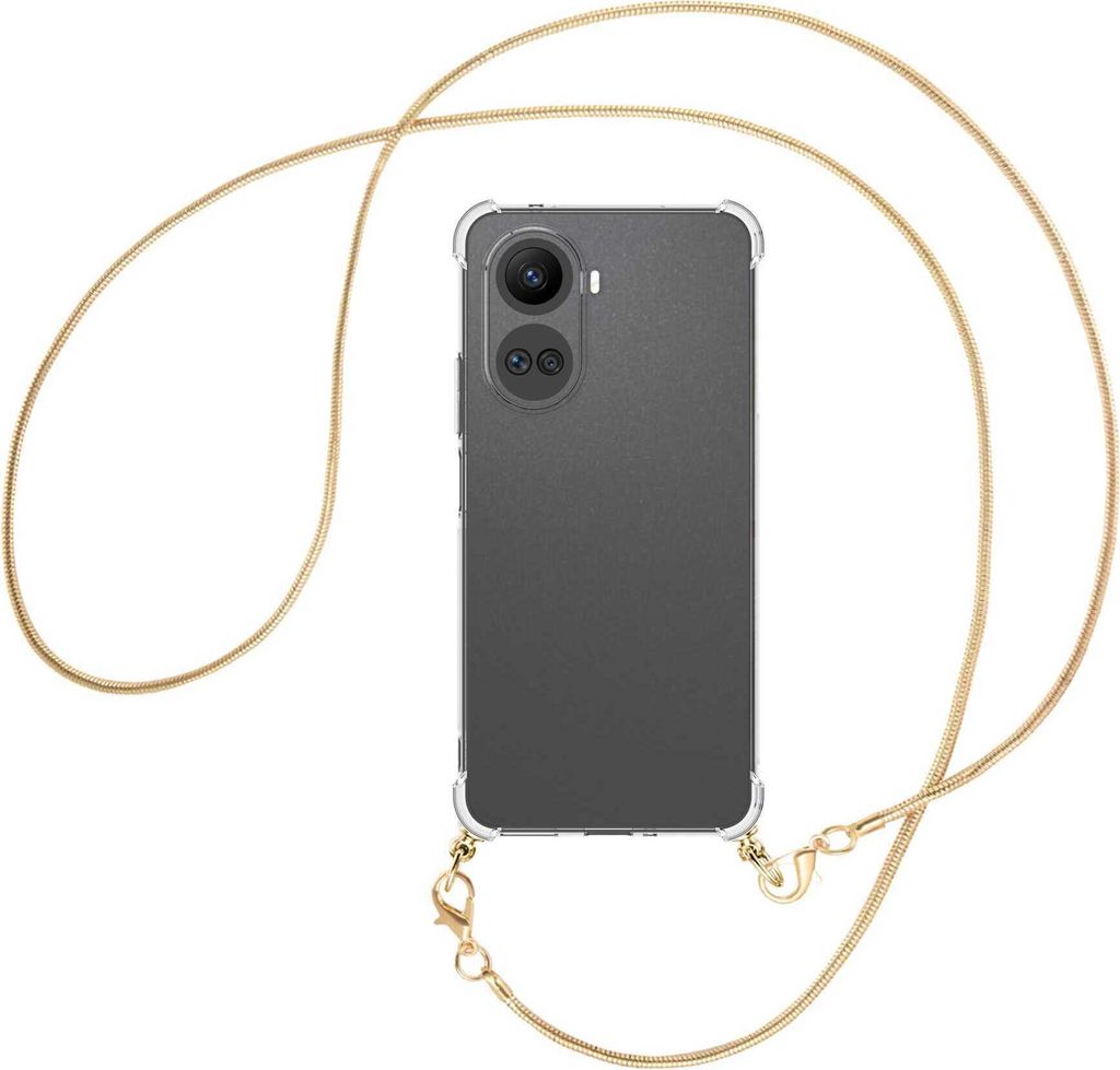 Handykette Backcover-Schutzhülle mit Band (Metall goldfarben) für Huawei nova 10 SE (BNE-LX1,LX3) - goldfarbene Snake-Kette