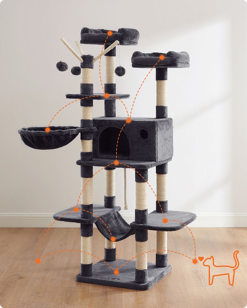 FEANDREA Kratzbaum, XXL Katzenbaum, 164 cm, rauchgrau Produktbild 4