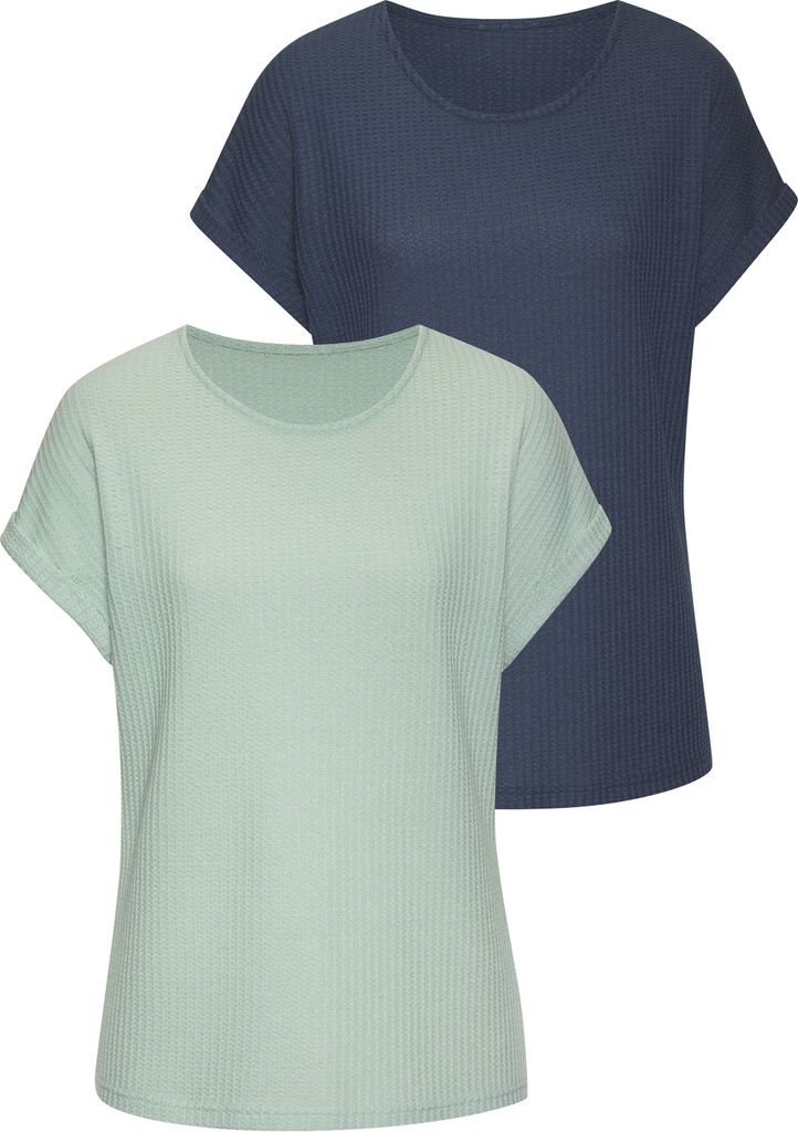 VIVANCE Kurzarmshirt 2 -teilig mint, blau Größe 44/46