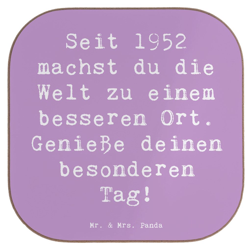 Mr. & Mrs. Panda Untersetzer für Gläser Spruch 1952 Geburtstag - Lavendeltraum - Geschenk, Tischschoner, gläseruntersetzer, Coaster, Glas, gutes...