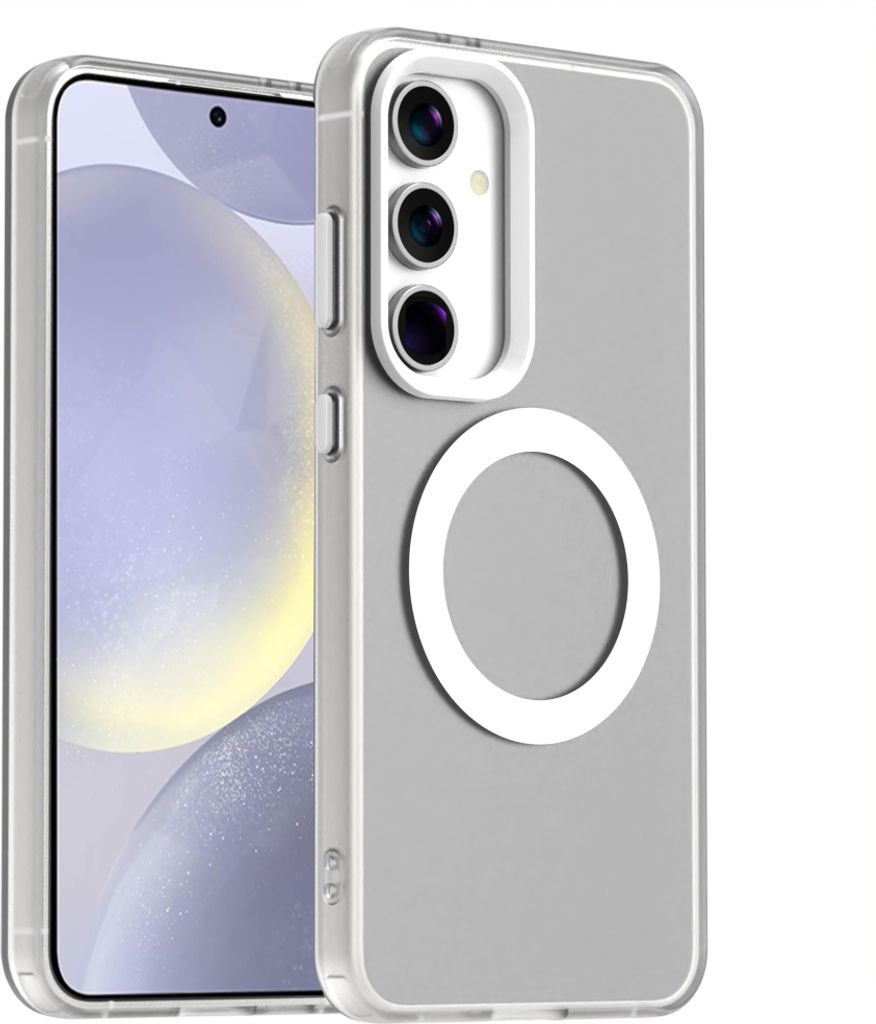 Handyhülle für Samsung Galaxy S24+, Hülle Kompatibel mit MagSafe, Schlank Durchscheinend Matt Stoßfest Schutzhülle Weiß