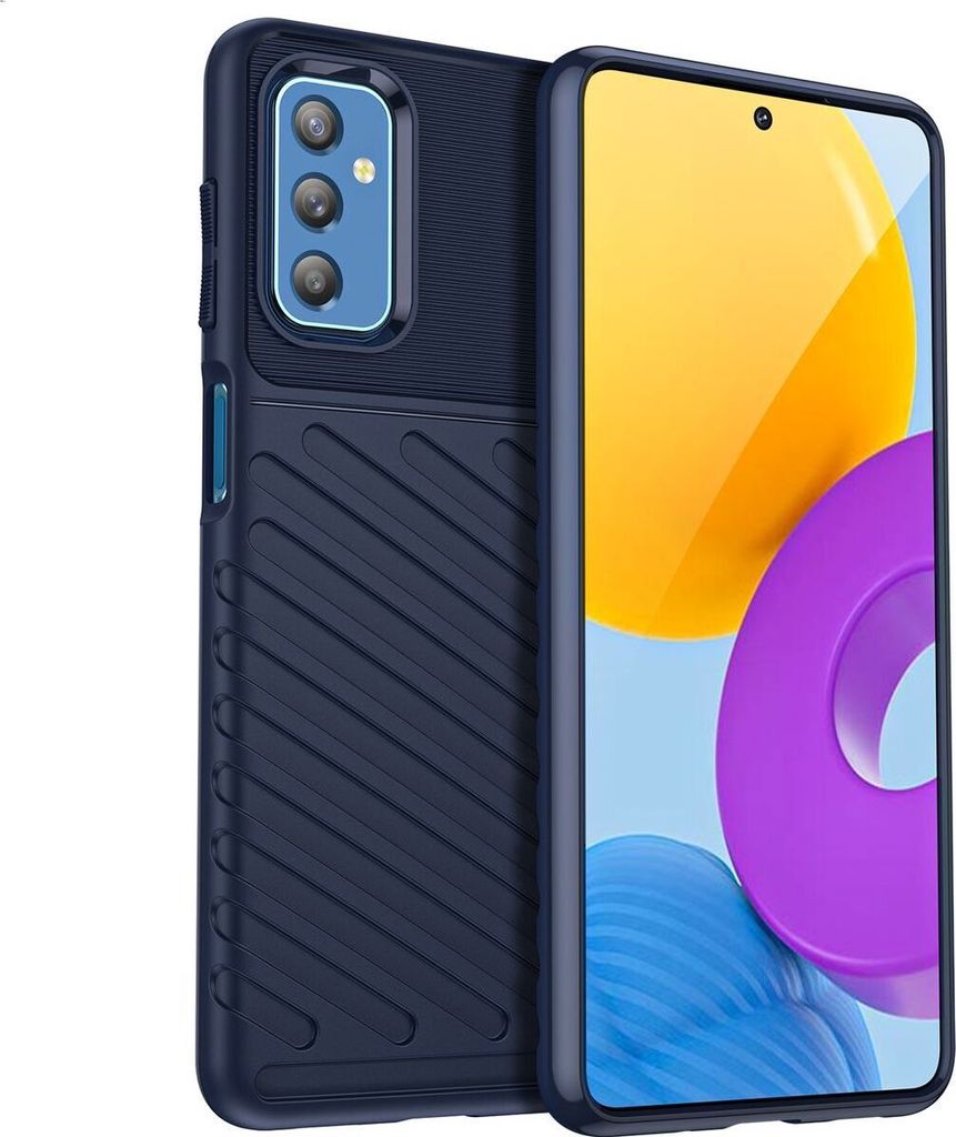 Mobigear Groove Samsung Galaxy M52 Hülle Flexibles TPU Backcover - Blau