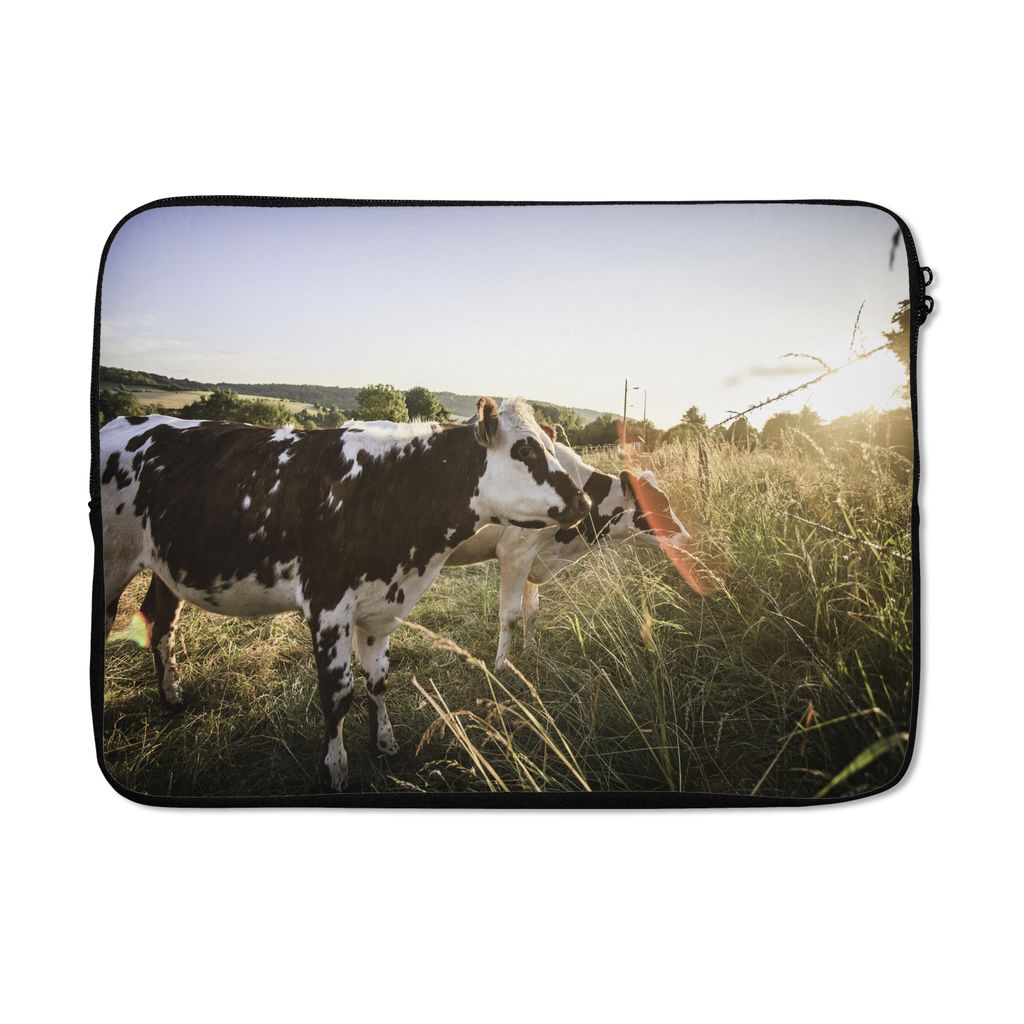 MuchoWow Laptop Hülle 14 ZollKühe - Licht - Natur Laptoptasche - Laptoptasche - Stoßsicher - Schutzhaube