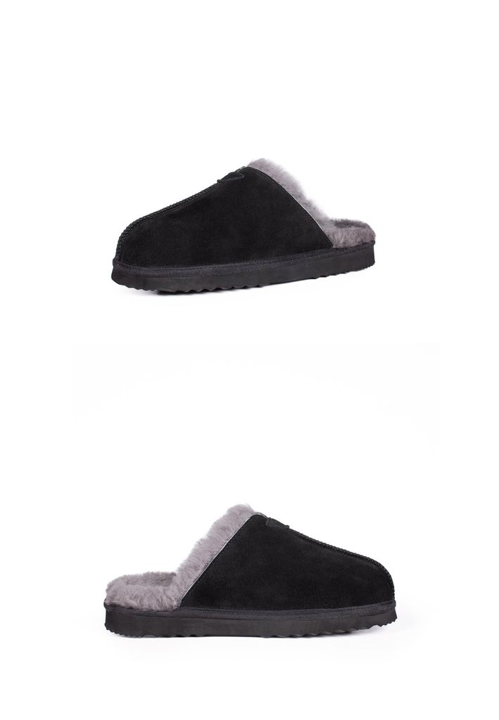 Herren Pantoffeln Slipper aus m Lammerfell Plüsch Hausschuhe Schwarz Größe 41