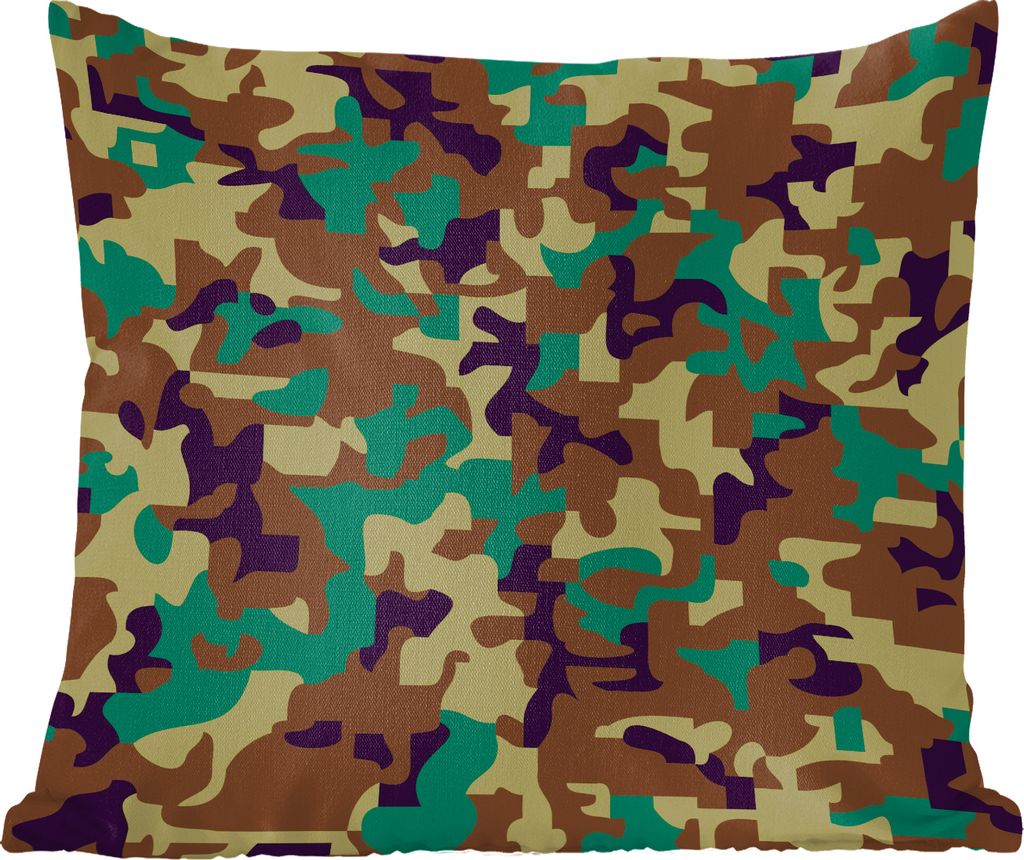 MuchoWow Zierkissen Sofakissen Wohnzimmer Dekokissen 60x60 cm Camouflage-Muster mit dunklen Farben - Sitzfläche - Foto Polster