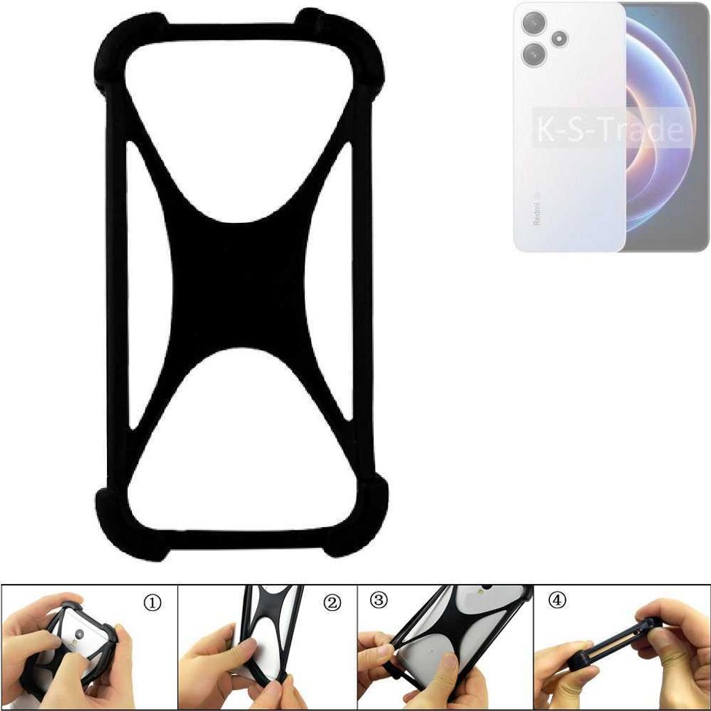 K-S-Trade Handy-Hülle Schutz-Hülle kompatibel mit Xiaomi Redmi Note 12R Silikon Bumper TPU Softcase Smartphone Stoßschutz, schwarz