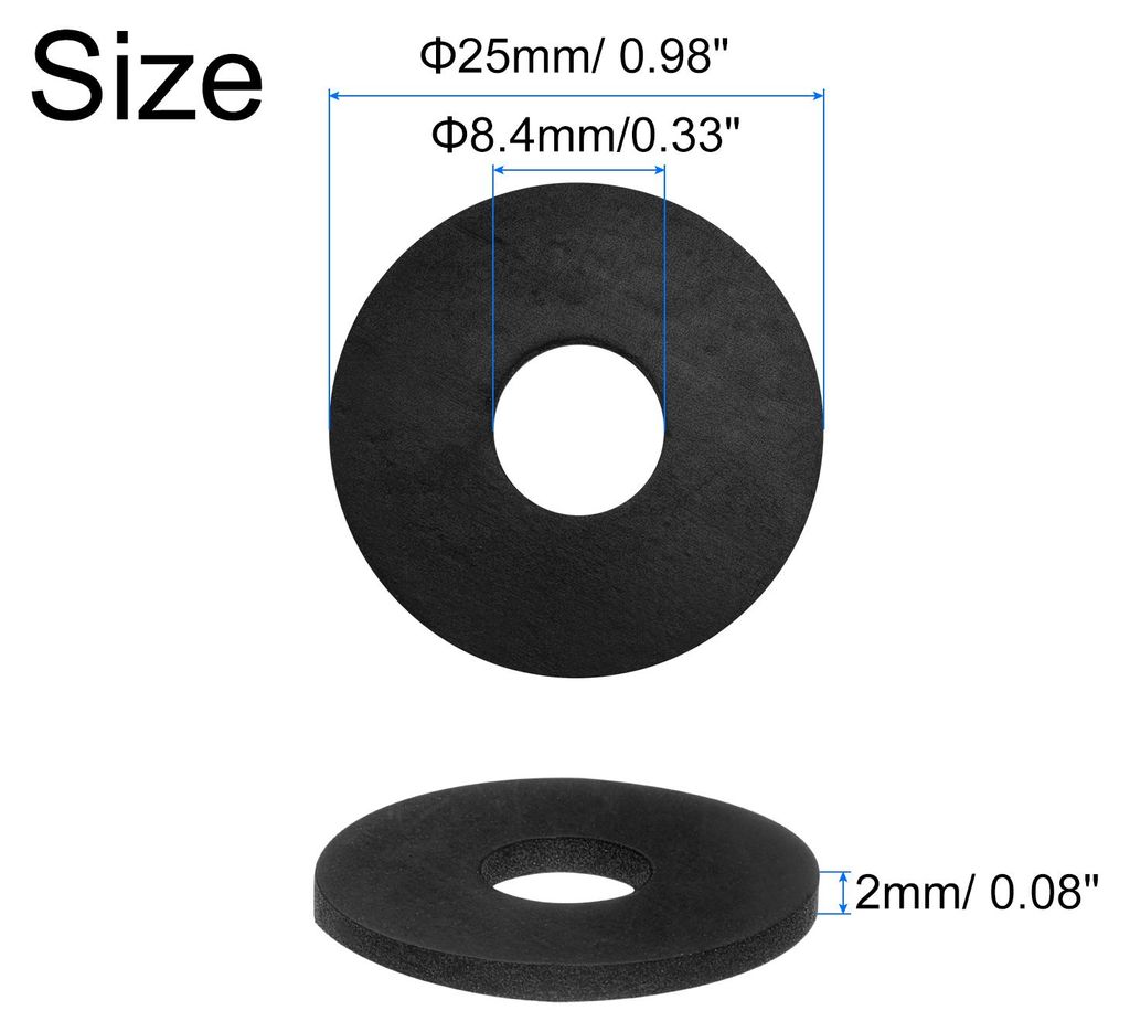 30Stk Gummi Unterlegscheiben Gummi Abstandshalter 25mm AD 8,4mm ID 2mm H?he Runde Gummispacer Distanzhš¹lsen Gummibuchse ?sen Dicke Gummischeiben...