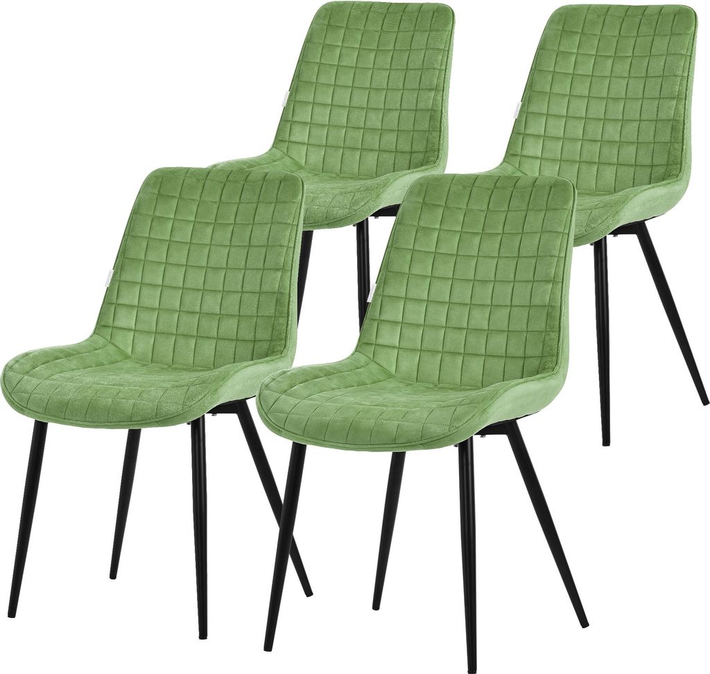 ML-Design Esszimmerstühle 4er Set, Salbei, Sitzfläche aus Samt mit schwarzen Metallbeinen, Küchenstühle mit Rückenlehne