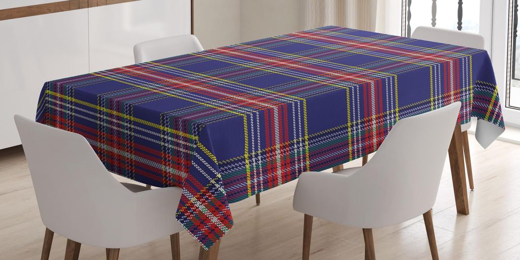 ABAKUHAUS Plaid Tischdecke, Altmodische schottische Tartan-Land-Art mit geometrischer Blick-Zusammenfassungs-Anordnung, 140 x 200 cm, Mehrfarbig
