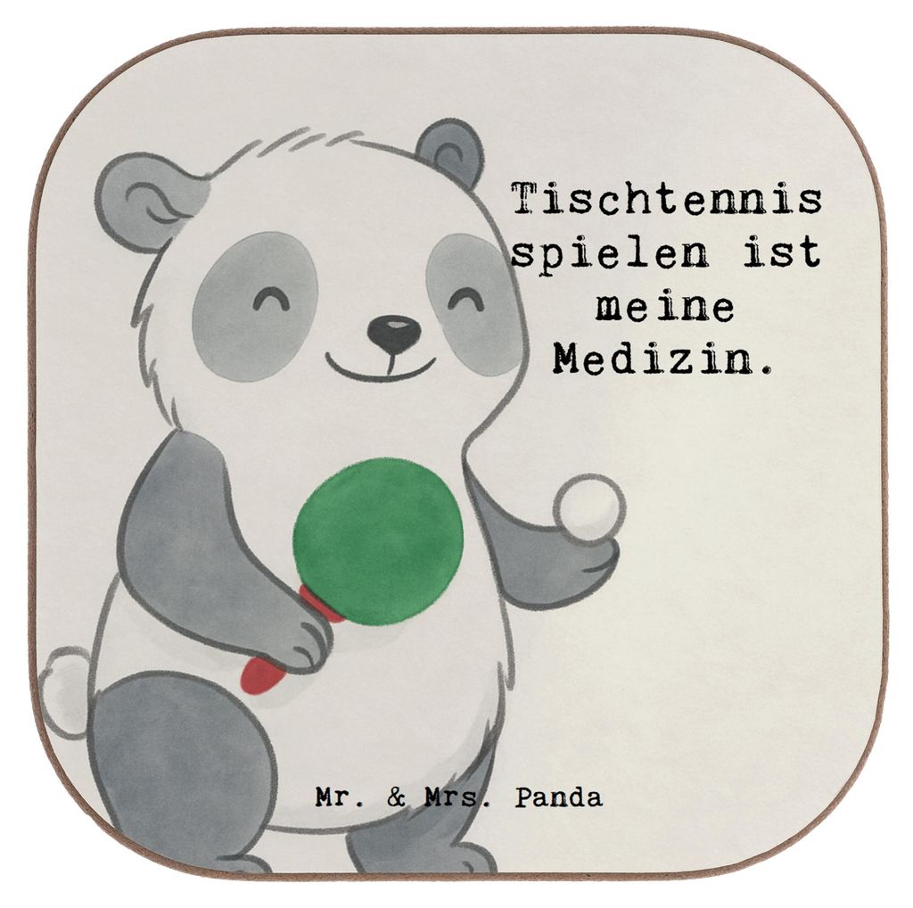 Mr. & Mrs. Panda Tischuntersetzer Panda Tischtennis Design - Weiß - Geschenk, Coaster, bieruntersetzer, Ballsport, Untersetzer, Verein, Gläser, g...
