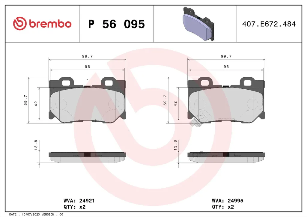 Plaquettes Brembo P 56 095 Haute Performance OE D40604GH0A 370Z