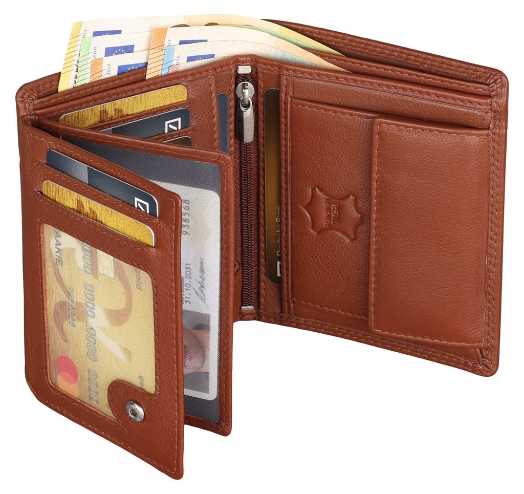 Leder Geldbörse Herren Portemonnaie RFID Hochformat Produktbild 