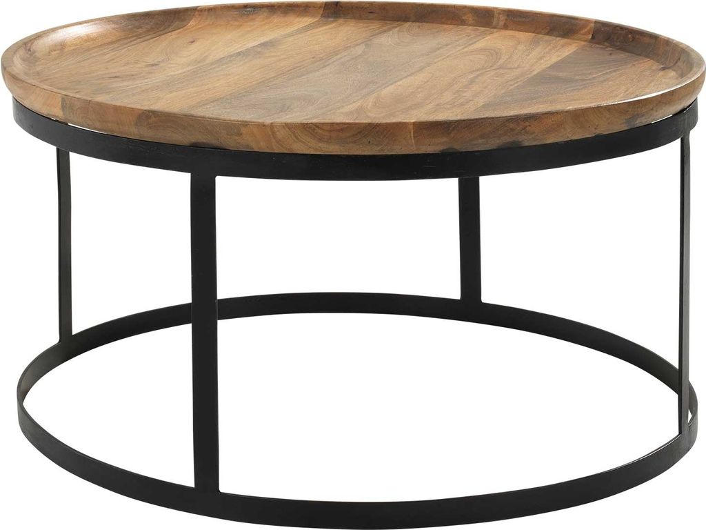 Couchtisch - Mangoholz - Ø 90 cm - Metallgestell