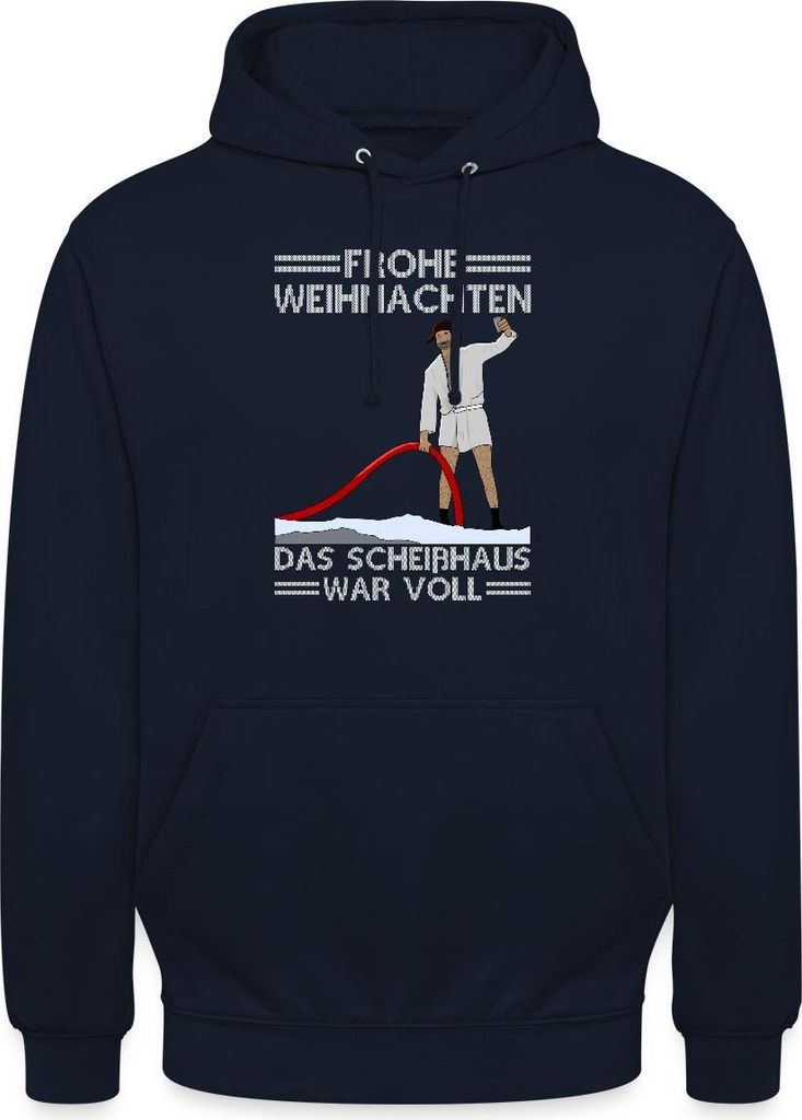 Spreadshirt Frohe Weihnachten Scheißhaus War Voll Ugly Christmas Uni Hoodie, S, Navy