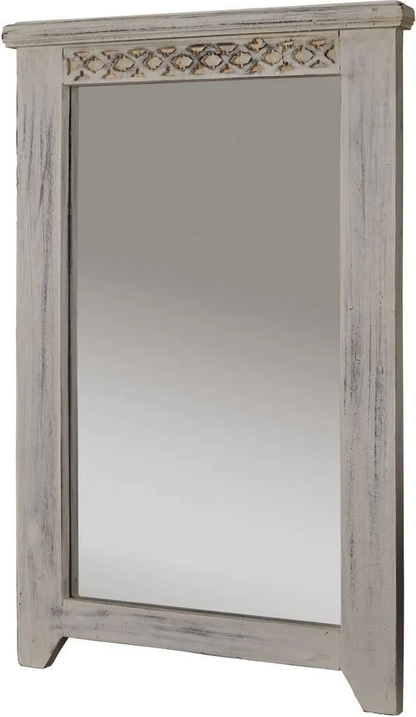 Grand miroir mural bois massif 90x60cm style rustique Castle Antik