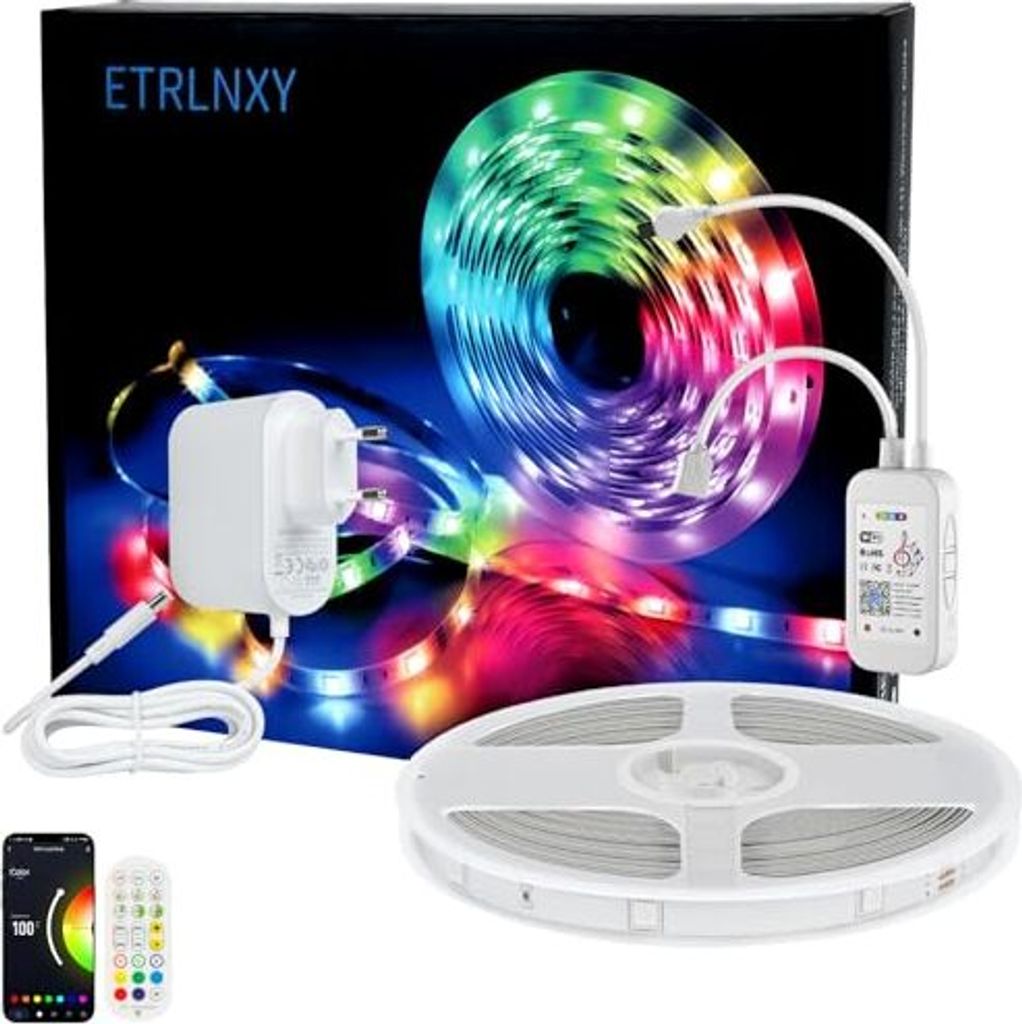 WiFi -LED -Strip 15 m, RGB -Streifen, Feenleuchten, Musiksynchronisierung, Tuya App Works Alexa, Google Assistant, Streifen DIY Custom Szenenmodus Sch