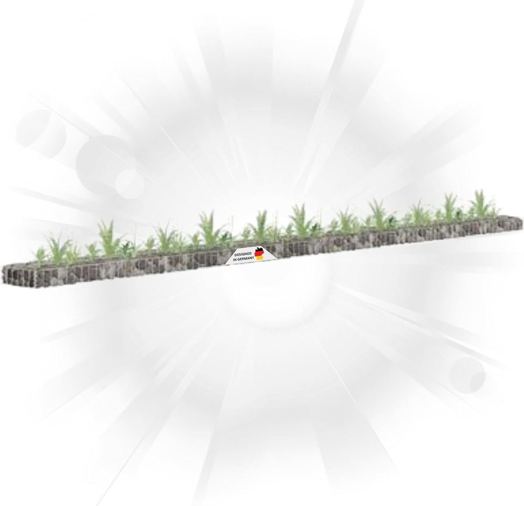 DELUKE Gabionen Hochbeet ROON aus Stahl | 450x30x10cm | Steinkorb Gabionengitter Ziergabione Steingabione Drahtkorb befüllbar