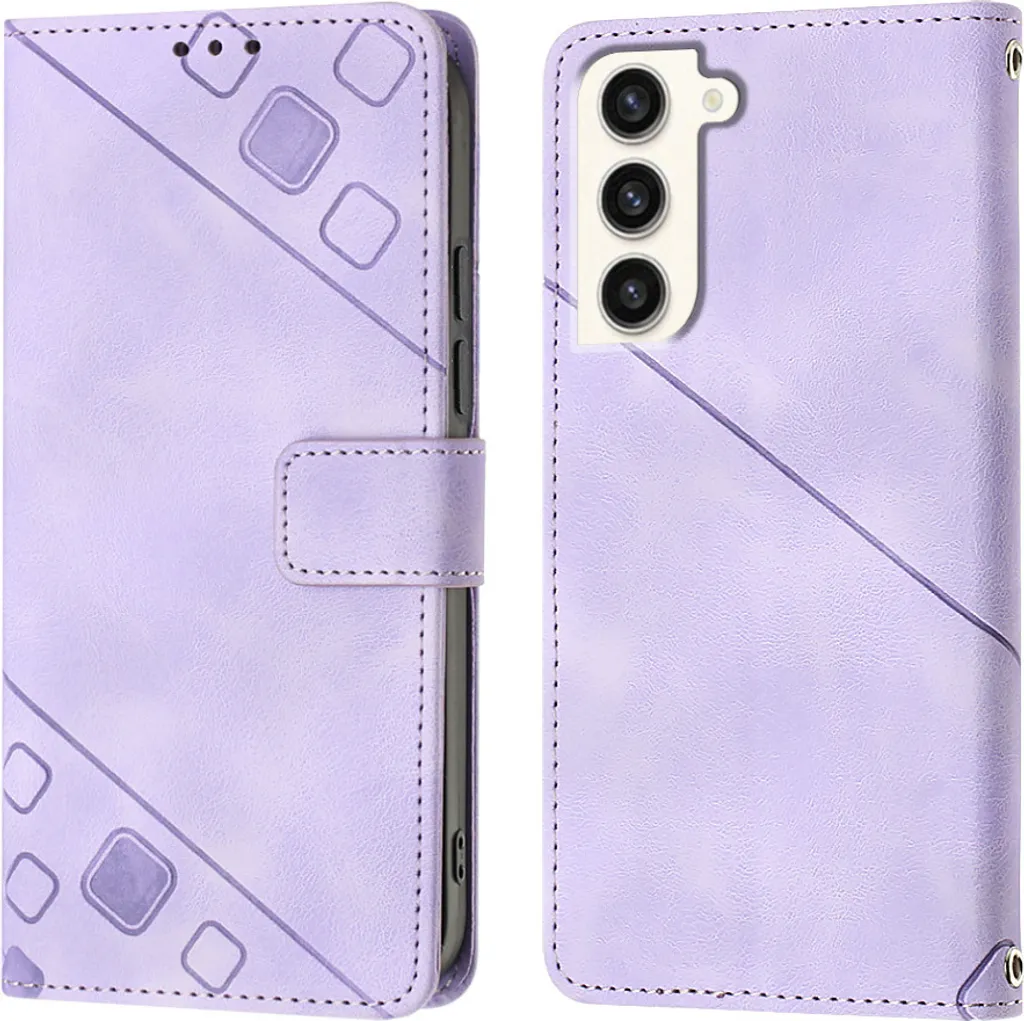 Cover Samsung S23 Pelle Viola Business | Custodia Stand in Rilievo