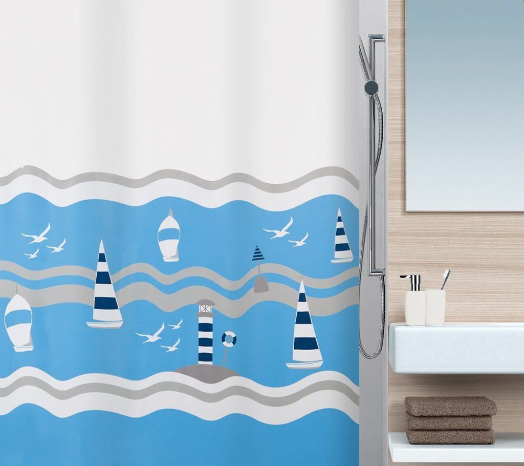 Spirella Anti-Schimmel Duschvorhang "Del Mar" Anti-Bakteriell, waschbar, wasserdicht Polyester 180x200cm