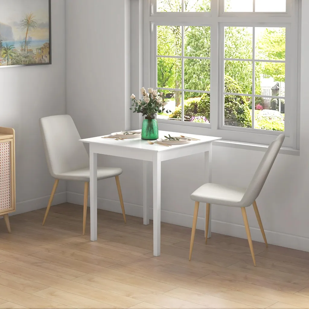Table carrée bois blanc compacte solution idéale pour petits espaces - 2