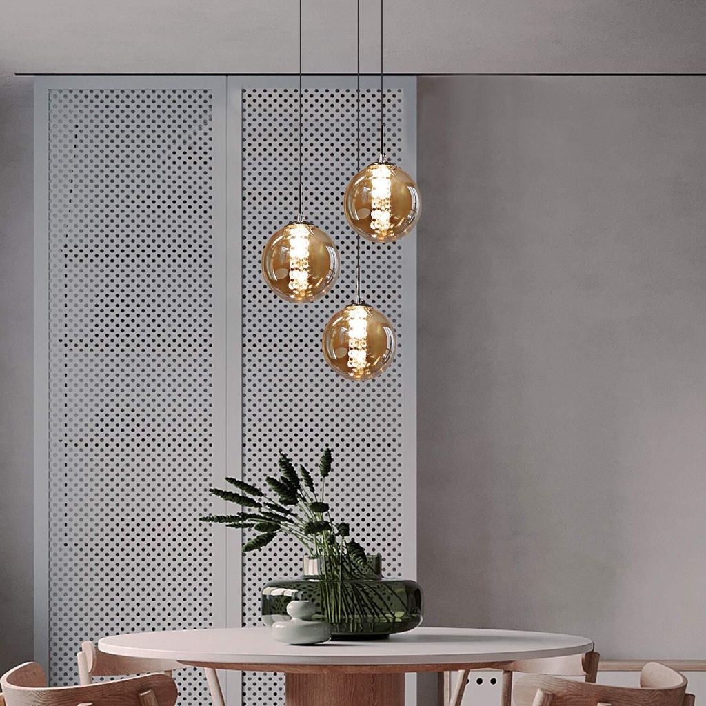 ZMH závěsná lampa jídelní stůl 3 plameny jantarová závěsná Obrázek produktu 