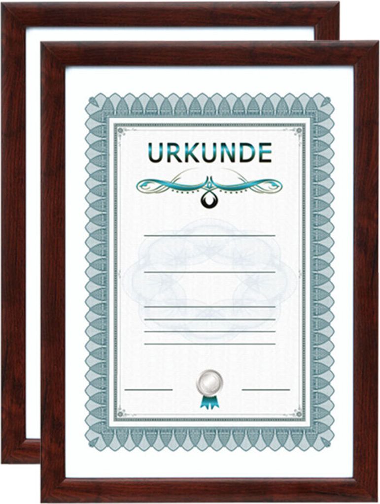 2er 3er 5er 10er Pack Dokument Bilderrahmen 21x29,7 DIN A4 Urkunde Foto Rahmen - Farbe: 2er Pack Mahagoni II
