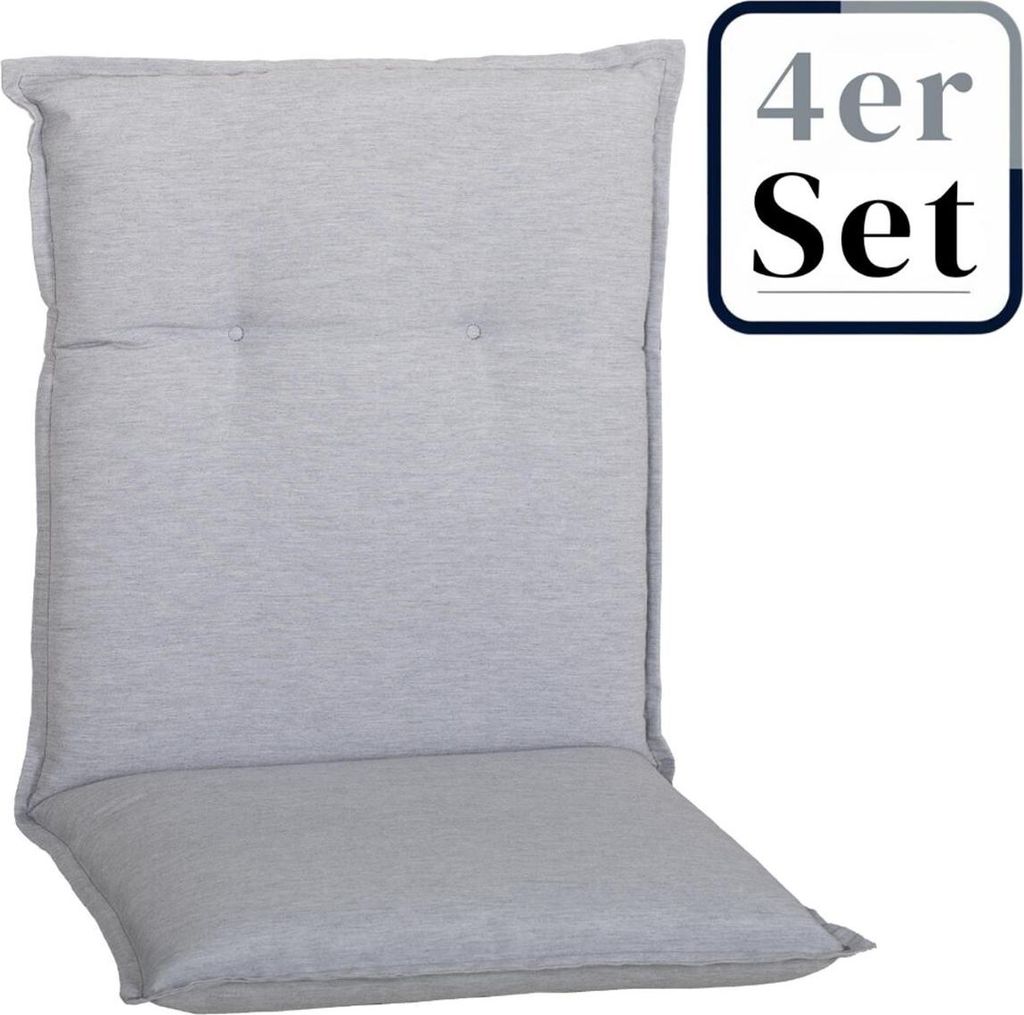 4er Set Niedriglehner Auflage Taipeh, Motiv - Uni, grau, 98x46x6cm
