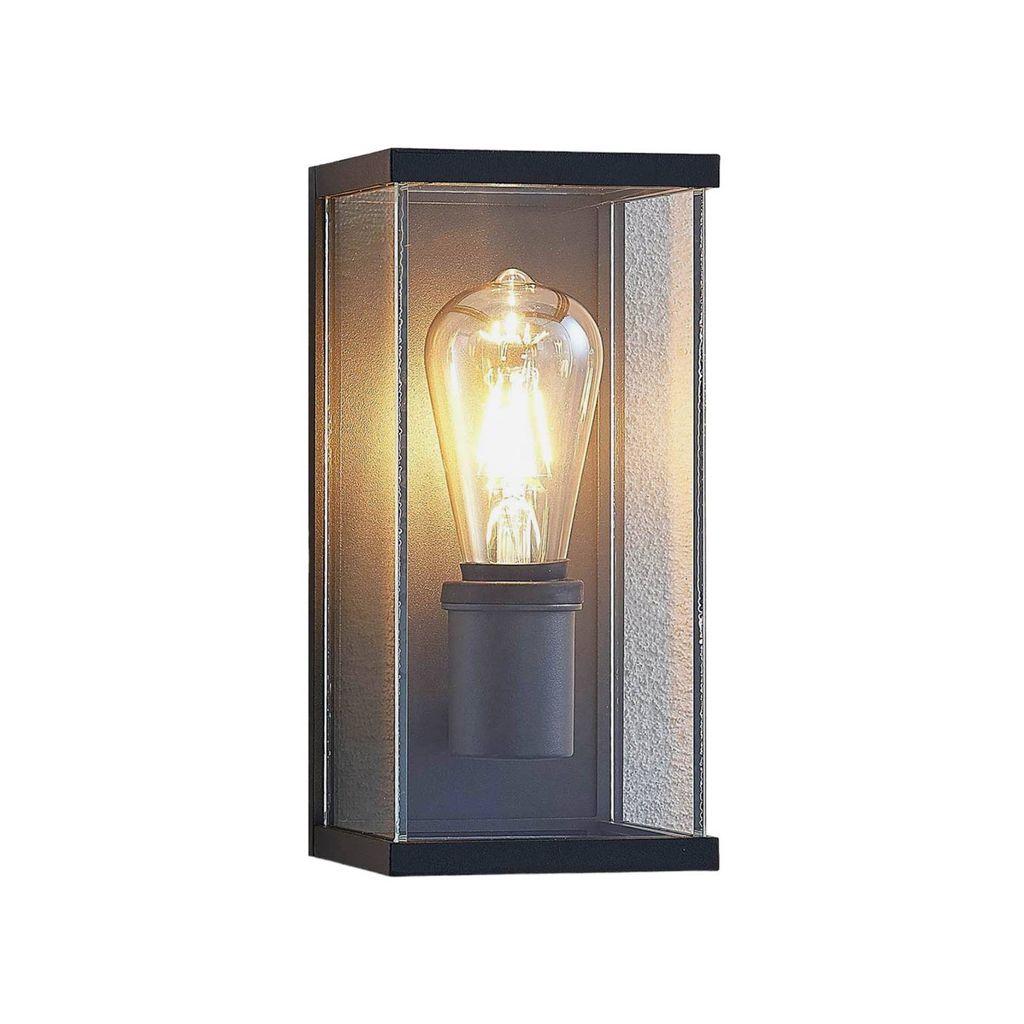 Lindby Außenwandleuchte Susanne, 25 cm, anthrazit, Glas, Alu