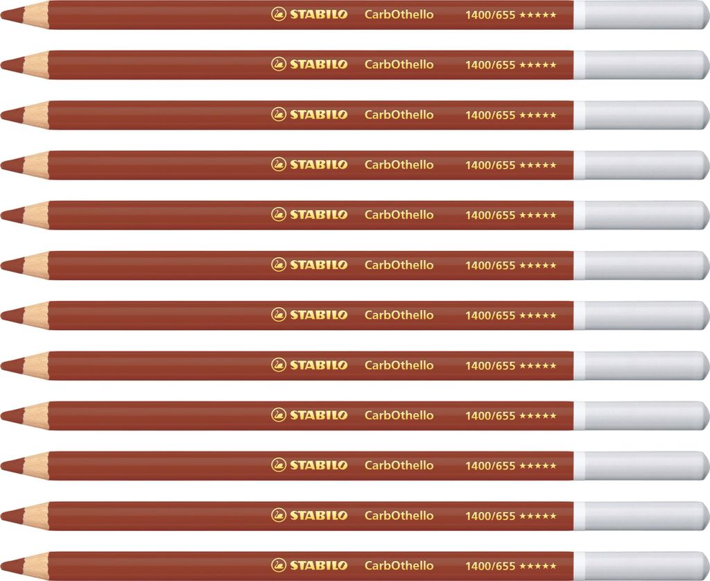 Pastellkreidestift - STABILO CarbOthello - 12er Pack - englischrot dunkel