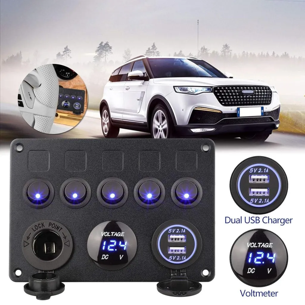 Panneau de Commande pour Camping-car et Bateau avec Voltmètre LED
