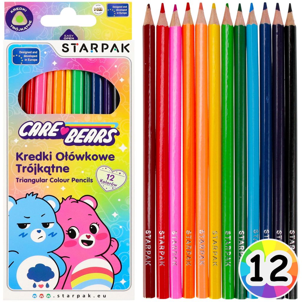 Care Bears Buntstifte für Kinder – dreieckige Holzstifte für Schule und Kindergarten, 12er-Set