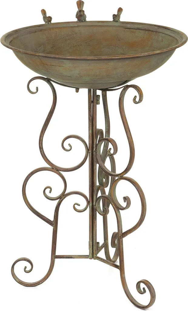 Décoration de Jardin : Bain d'Oiseaux sur Pied en Métal - Design Vintage