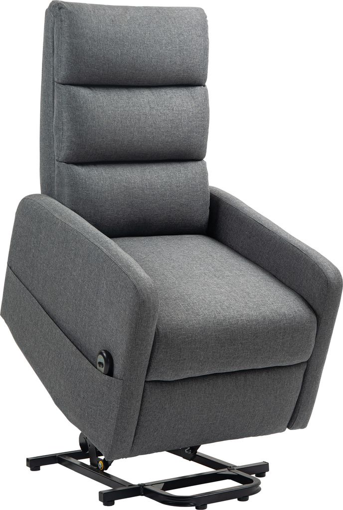 HOMCOM Fernsehsessel mit Aufstehhilfe Elektrisch Relaxsessel mit Liegefunktion, Taschenfederkern, Fußteil, TV-Sessel mit Seitentasche, Fernbedienu...