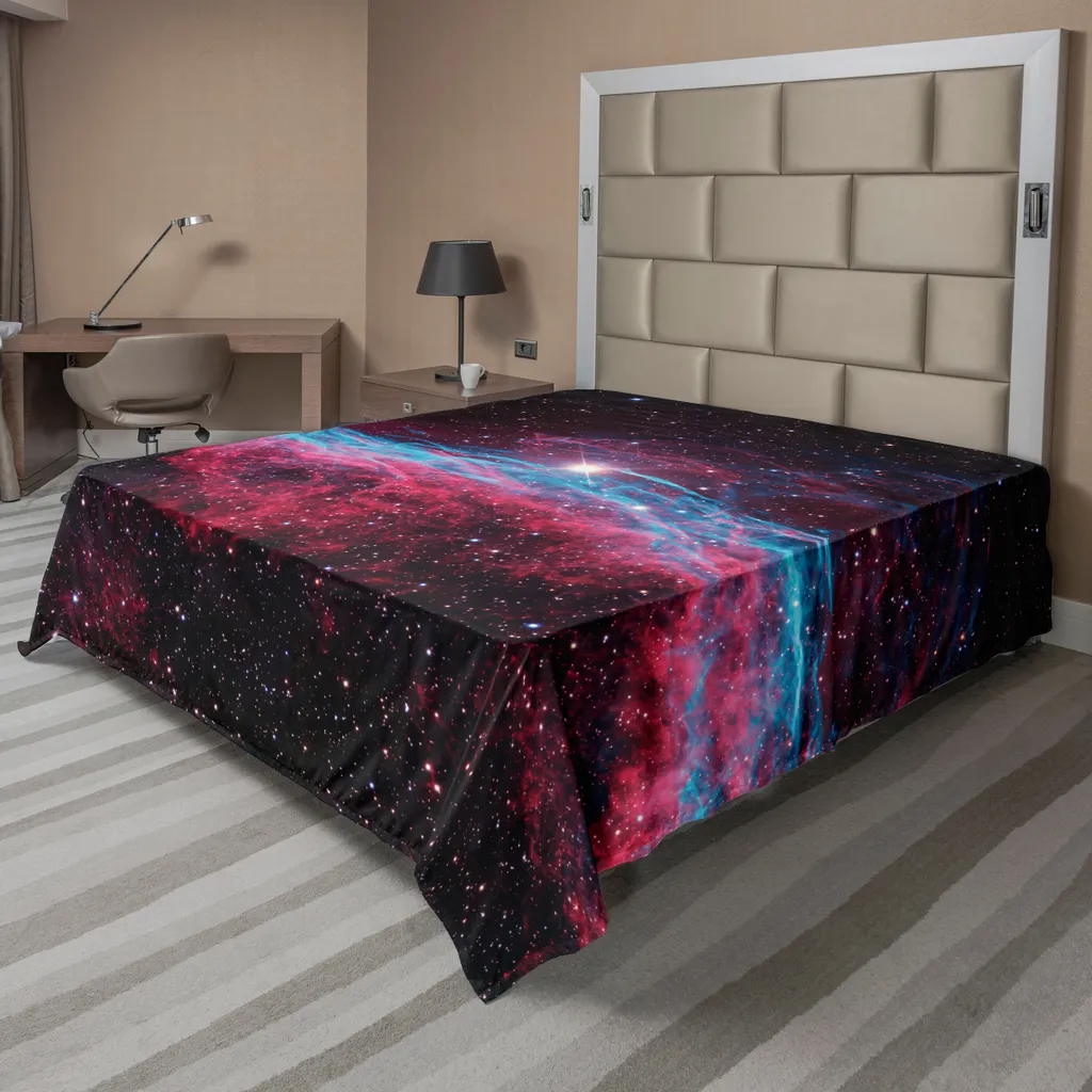 Drap de Lit Supérieur Décoratif Univers et Étoiles pour Grand Lit Double