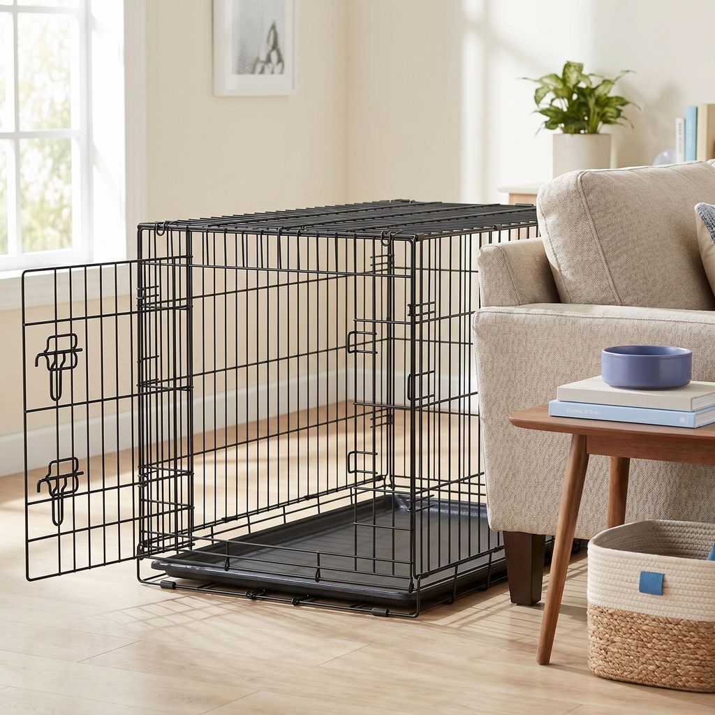 FEANDREA Hundekäfig Faltbar mit 1 Tür und Kunststoffschale Produktbild 