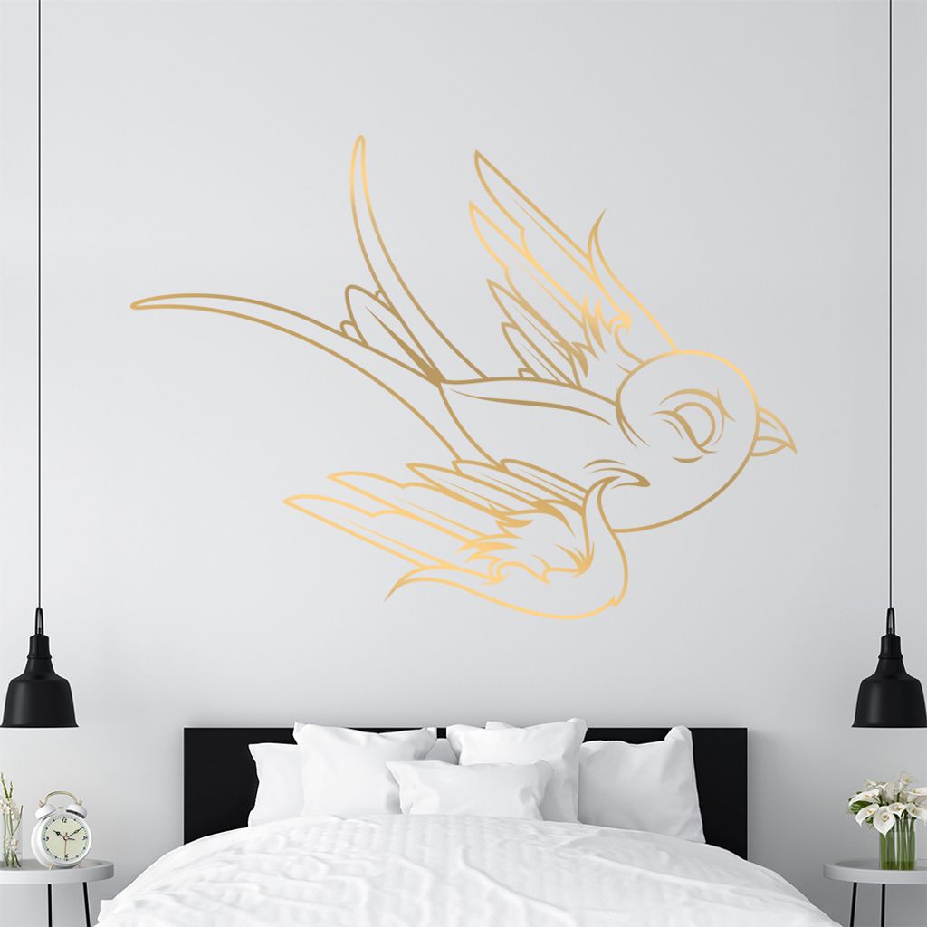 KIWISTAR Linien Vogel Fein Wandtattoo in 6 Größen - Wandaufkleber Wall Sticker - Dekoration, Küche, Wohnzimmer, Schlafzimmer, Badezimmer
