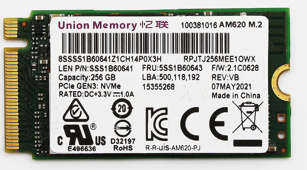 Lenovo SSD M.2 PCIe NVMe 256 Go Ultra Rapide - Technologie NAND Flash 3D
